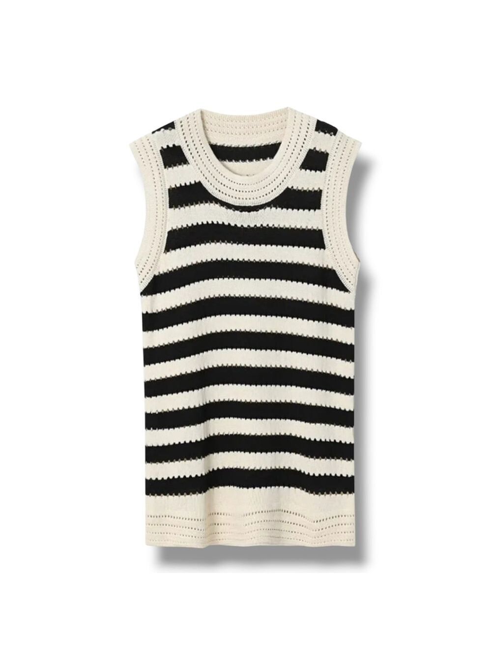 Commense Classy Stripe Crochet Sweater Vest
